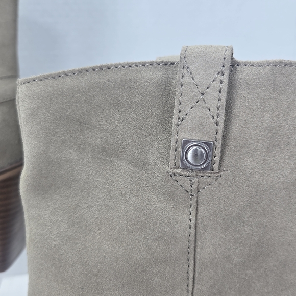 Lucky Brand SOGN buckled Block Heeled Suede Leather Western Boots Size 9 1/2 9.5 - Picture 8 of 16